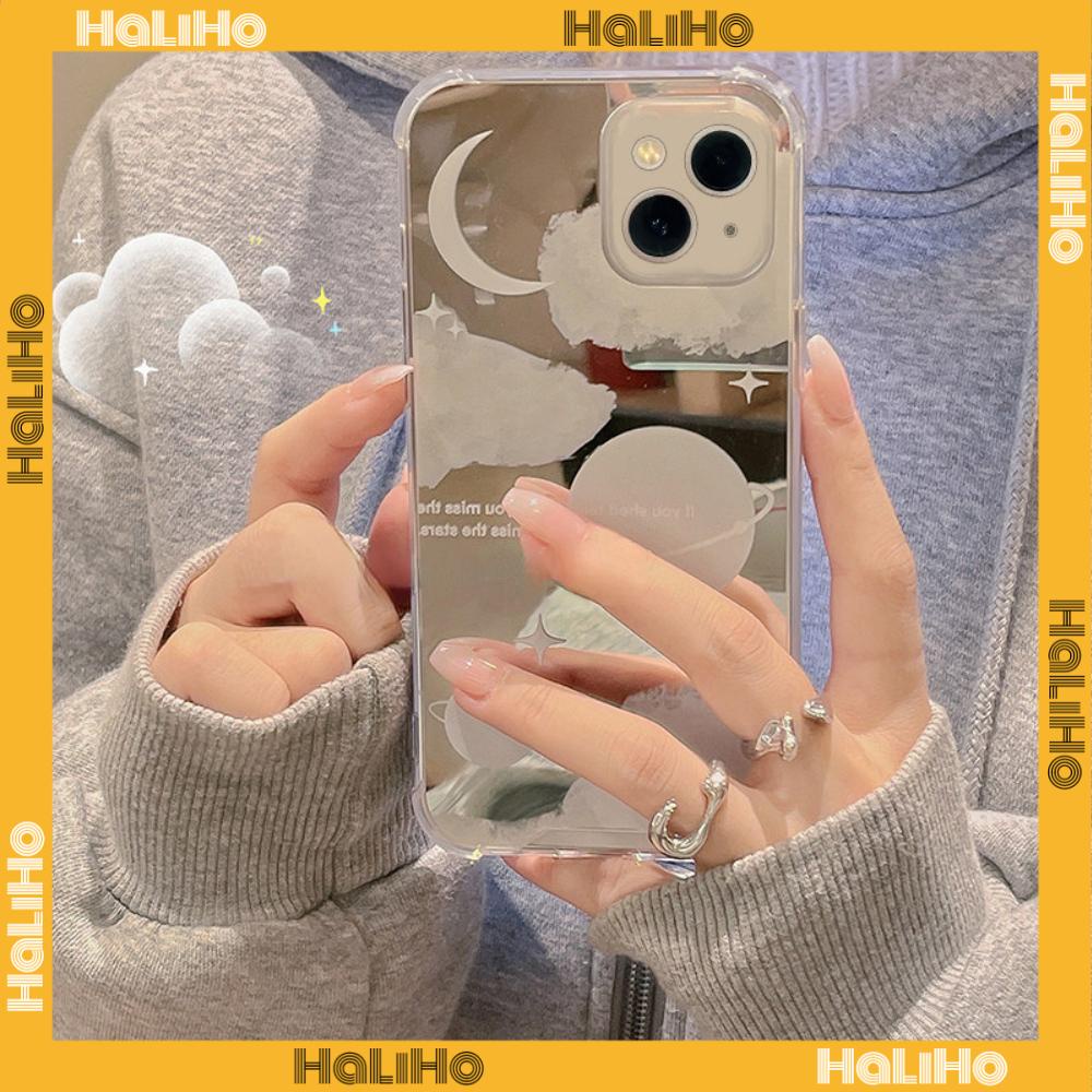 iPhone Case Acrylic Reflective Mirror Airbag Shockproof Protection Camera Moon Planet Compatible with iPhone 11 iPhone 13 Pro Max iPhone 12 Pro Max iPhone 7 Plus iPhone xr