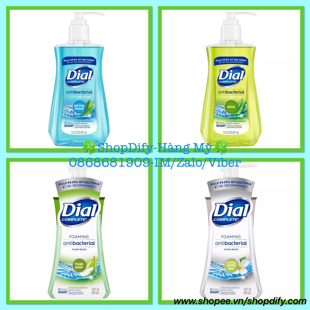 {Mỹ, Mẫu Mới} Xà Phòng Sữa Rửa Tay Diệt Khuẩn 99.9% DIAL Antibacterial Liquid Hand Soap Foaming 221ml 296ml 325ml