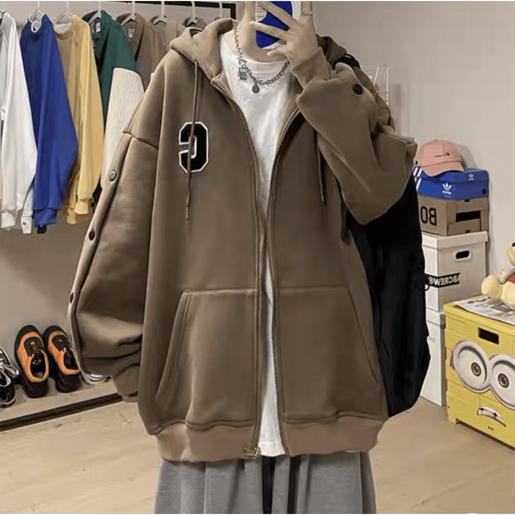 Áo Khoác Nỉ Nam Dây Khóa Kéo Logo Chữ C Có Nón Lớn Form Rộng Mặc Thoải Mái Hot NEW UNISEX