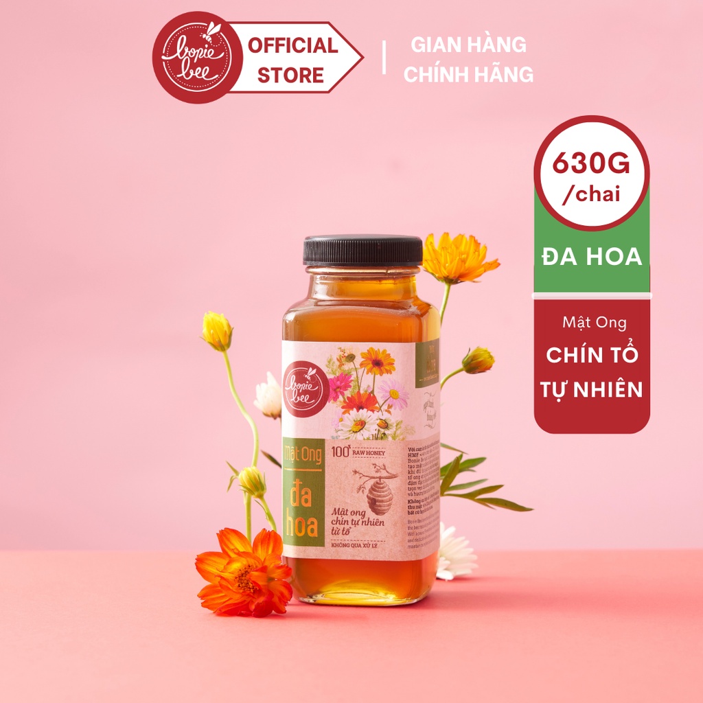 Mật Ong Bonie Bee Nguyên Chất Từ Đa Hoa - Vị Mật Ngọt Thanh - Chín Tự Nhiên Từ Tổ - Không Qua Xử Lý - 630g