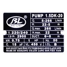 MÁY BƠM NƯỚC BẢO LONG 370W và 750w  đầu tròn đẩy xa 100% dây đồng,cảm biến dòng chảy bảo hành 6 tháng tặng kèm phụ kiện