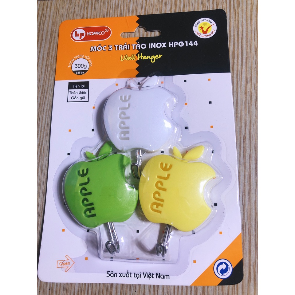 Móc dán tường trái táo HAFACO HPG144 ( 1 sét 3 cái )
