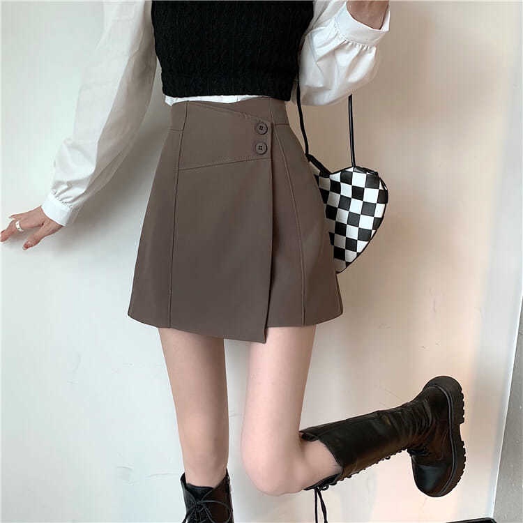 Quần Short Lưng Cao Ống Rộng Màu Sắc Đơn Giản Cho Nữ