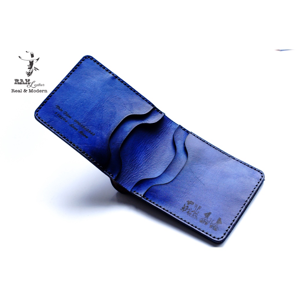 Ví RAM Leather Trống Đồng Việt Nam da bò Italia Vegtan xanh dương vintage