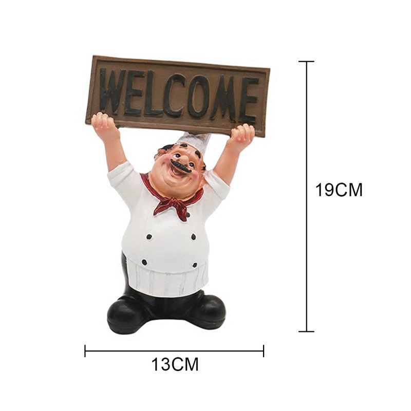 2pcs Creative Home Gift Chef Decoration Chef Little Chef Crafts Home Decor Coffee Shop - Hands Up Welcome Sign "WELCOME" & Happy Cook Message Board