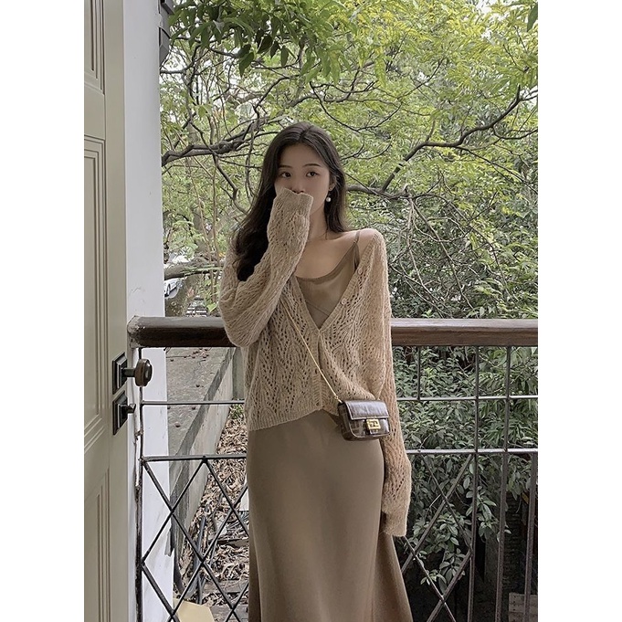 Áo Khoác cardigan Dệt Kim Cổ Chữ V Thời Trang Cho Nữ