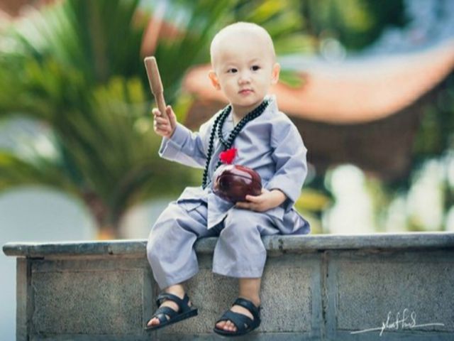 Đồ lam, đồ đi chùa, quần áo phật trẻ em 6-37kg. Bộ kate la hán bé trai, bé gái