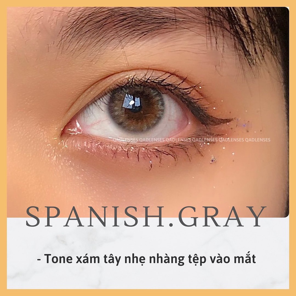 Lens xám cận tự nhiên không giãn tròng kèm khay dụng cụ đeo Spanish Gray - Kính áp tròng dành cho mắt - Qadlenses