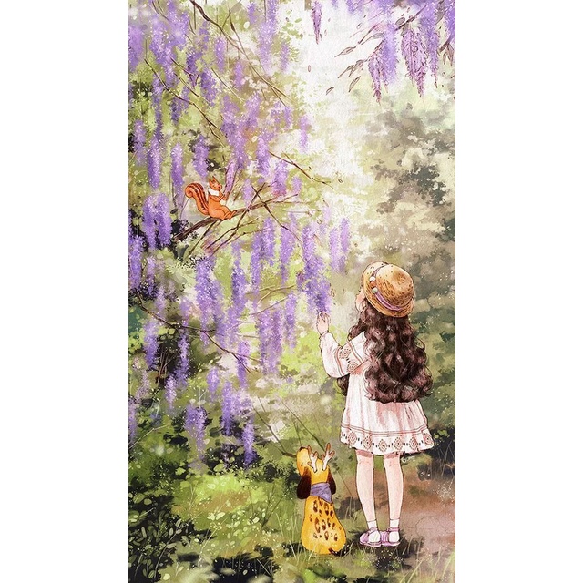 Tranh tô màu số hoá chibi cute Không Khung