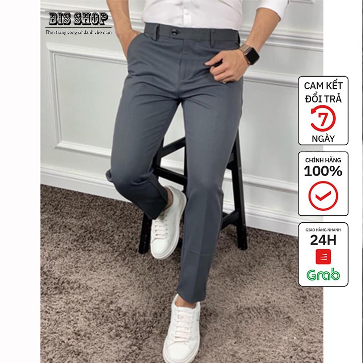 Quần tây nam vải co giãn kiểu dáng Hàn Quốc