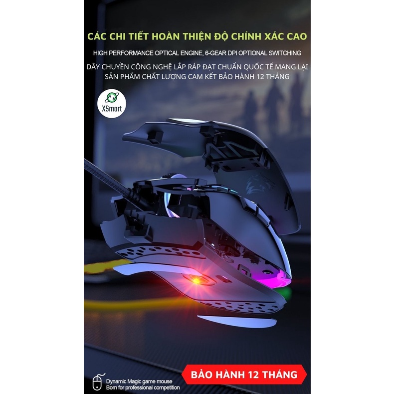 Chuột Máy Tính Laptop Game Có Dây M6 LED Rgb Nhiều Màu Phong Cách Gaming, DPI 3200 Dùng Văn Phòng, Chơi Game