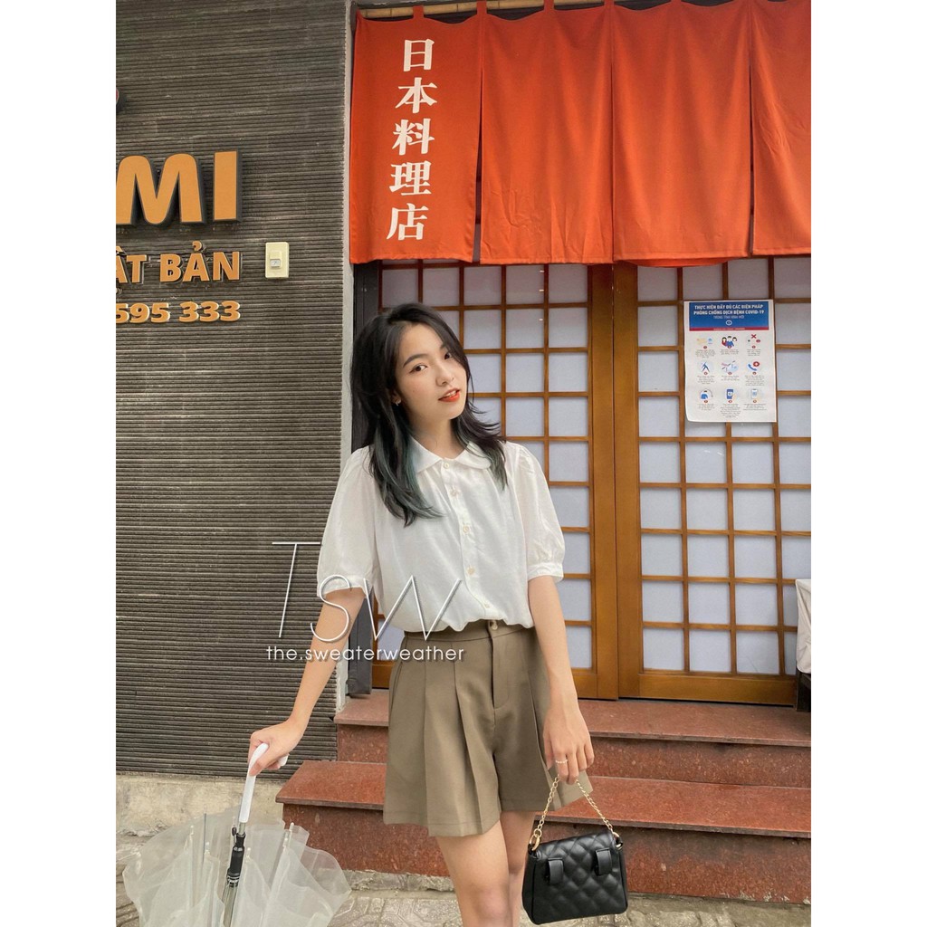 Quần short ống rộng cạp cao xếp ly giả váy (Ảnh thật) | BigBuy360 - bigbuy360.vn