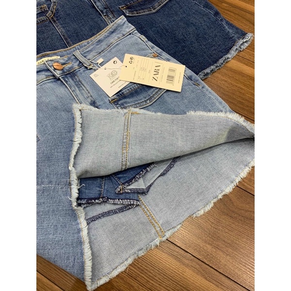 CHÂN VÁY JEANS NỮ  LƯNG CAO ĐẸP túi lạ CÓ QUẦN BÊN TRONG TUA LAI