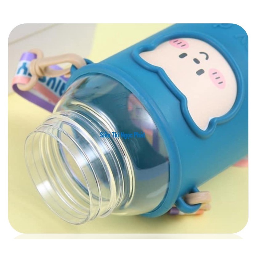 Bình Nước Ngộ Nghĩnh cho Bé 600ML_Có kèm Ống hút, Quai Đeo, Sticker