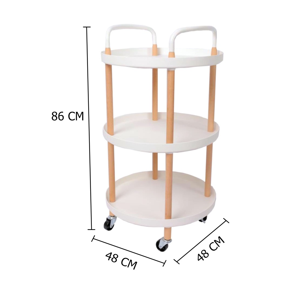 Homebase STACKO Kệ để đồ 3 tầng bằng nhựa có bánh xe RONDA Thái Lan W48xD48xH86cm màu trắng