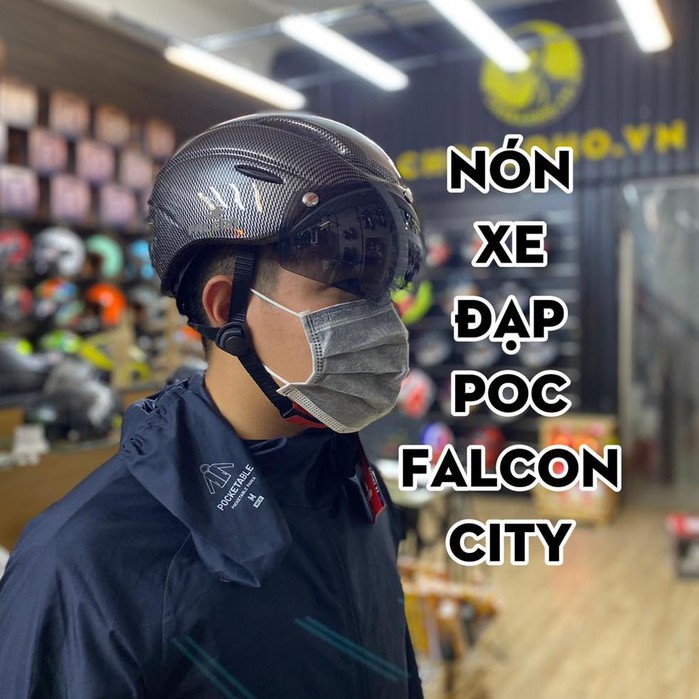 Mũ bảo hiểm xe đạp có kính chống nắng Falcon city chính hãng