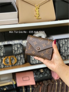 [ẢNH THẬT] - Ví lv mini cúc bấm nâu có sẵn