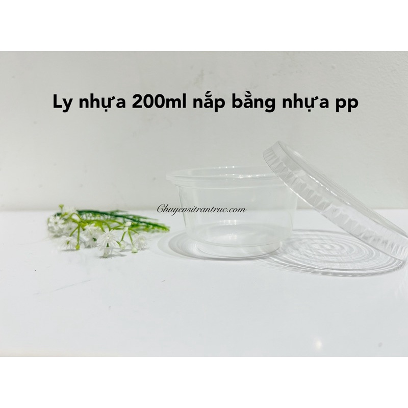 [Chịu nhiệt cao ] Combo 50 ly nhựa 200ml nhựa pp đổ rau câu, tàu hủ, kem, kèm nắp bằng