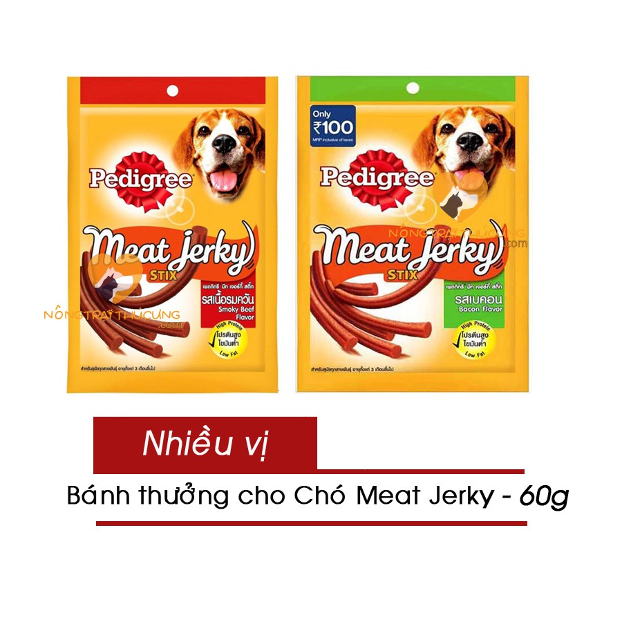 Bánh snack- Bánh Thưởng Cho Chó Pedigree Meat Jerky 60g- 2 Vị