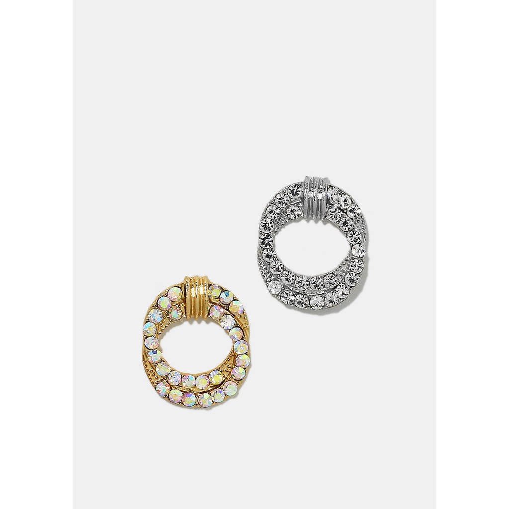 BÔNG TAI SHOP MISS A Double Layered Rhinestone Circle Earrings
