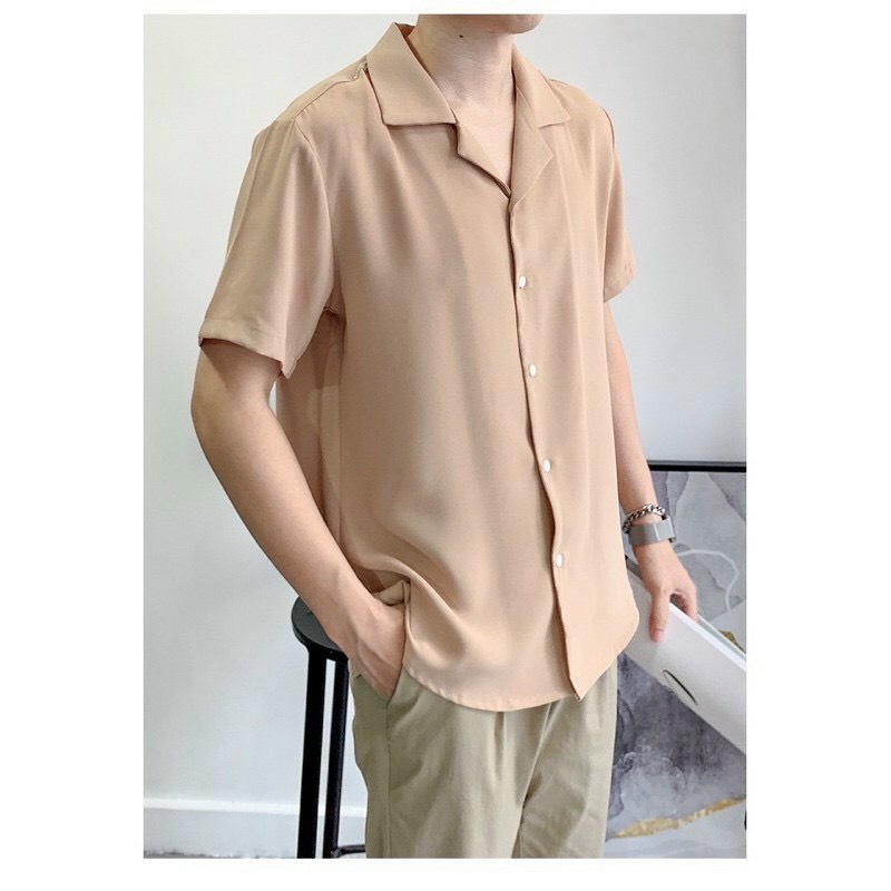 Áo sơ mi nam nữ cổ vest 2 màu trắng đen chất đẹp