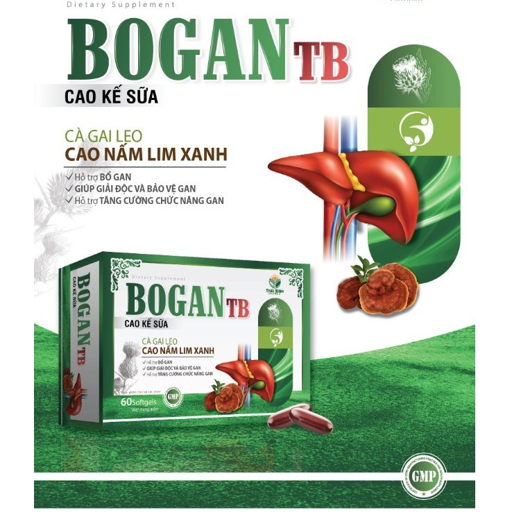 VIÊN UỐNG BỔ GAN BOGAN TB CAO KẾ SỮA - NẤM LIM XANH - CÀ GAI LEO - GIẢI ĐỘC GAN, BẢO VỆ TẾ BÀO GAN - HỘP 60 VIÊN