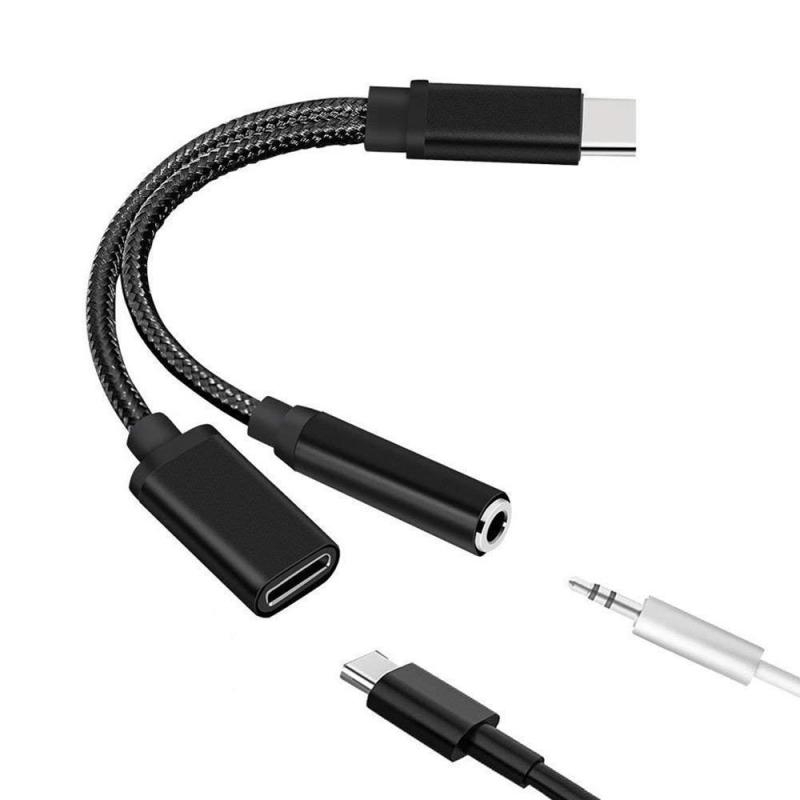 Bộ 2 Dây Cáp Chuyển Đổi Tai Nghe 2 Trong 1 Type C Sang 3.5 mm Aux Cho Huawei Htc Max2 Xiaomi Usb C 3.5mm