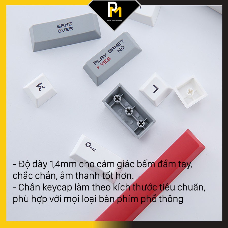 Keycap PBT cho phím cơ 8bit Game Over dyesub in 5 Cao cấp full phím 114 PCMASTER