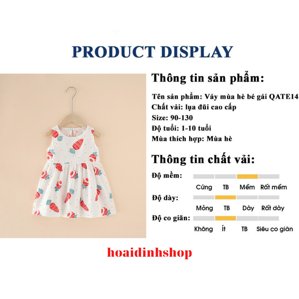 Váy Bé Gái Mùa Hè 100% Cotton Hàng Quảng Châu Cao Cấp Mềm Đẹp QTV01