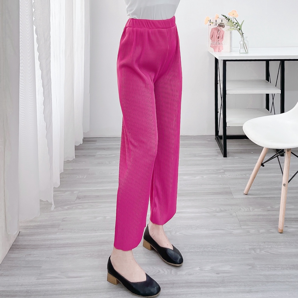 Quần Culottes Ống Rộng Chất Liệu Thun Tăm Lưng Cao Cạp Chun Freesize CHIBEST YQB210