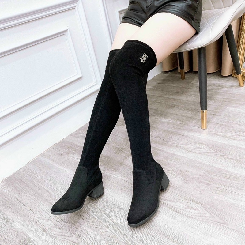 Boot đùi da lộn gắn tag