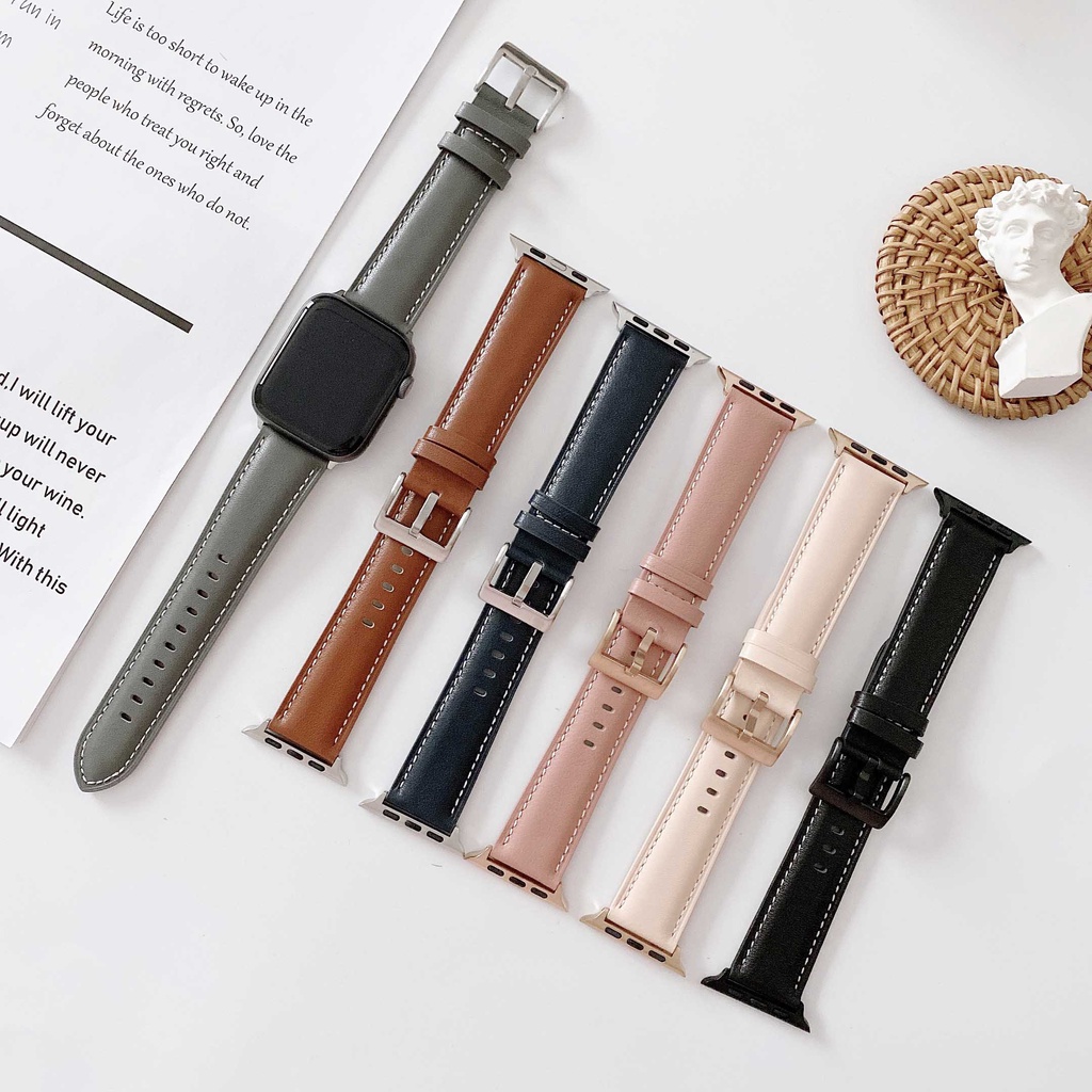 Dây Đeo Bằng Da Thời Trang Cho Đồng Hồ Thông Minh Apple Watch Series 38mm 40mm 42mm 44mm 41mm 45mm