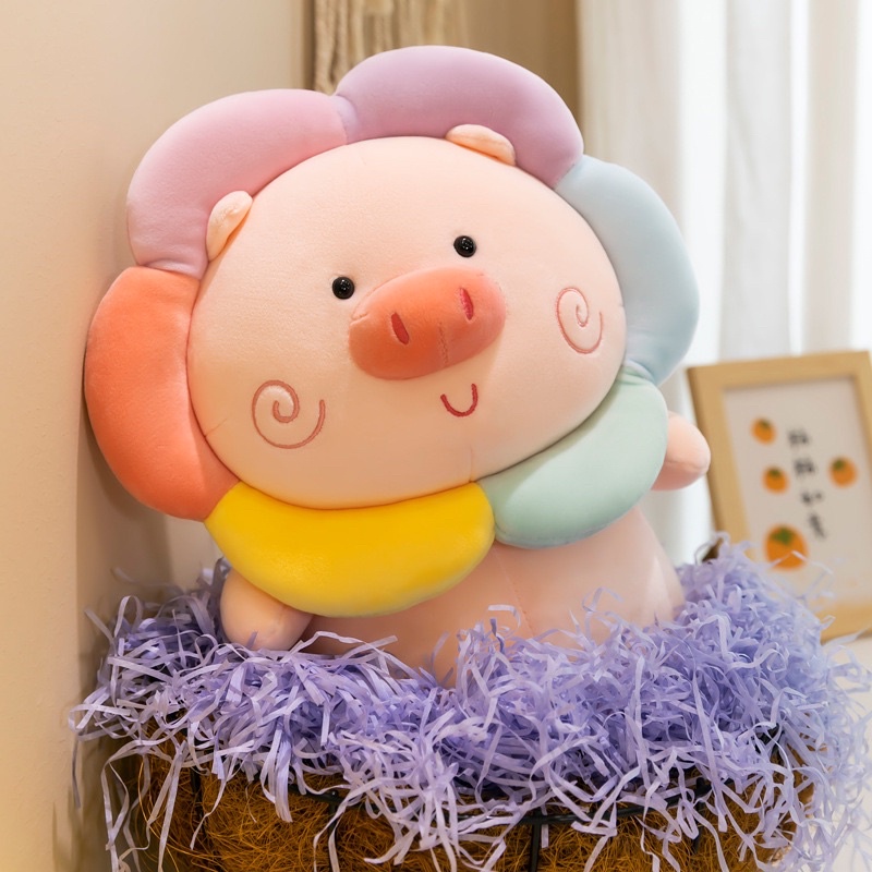 Gấu bông heo mặt cầu vồng thú nhồi bông heo ôm cầu vồng thú bông cao cấp gấu bông cho bé Mascot size 25 35 55cm
