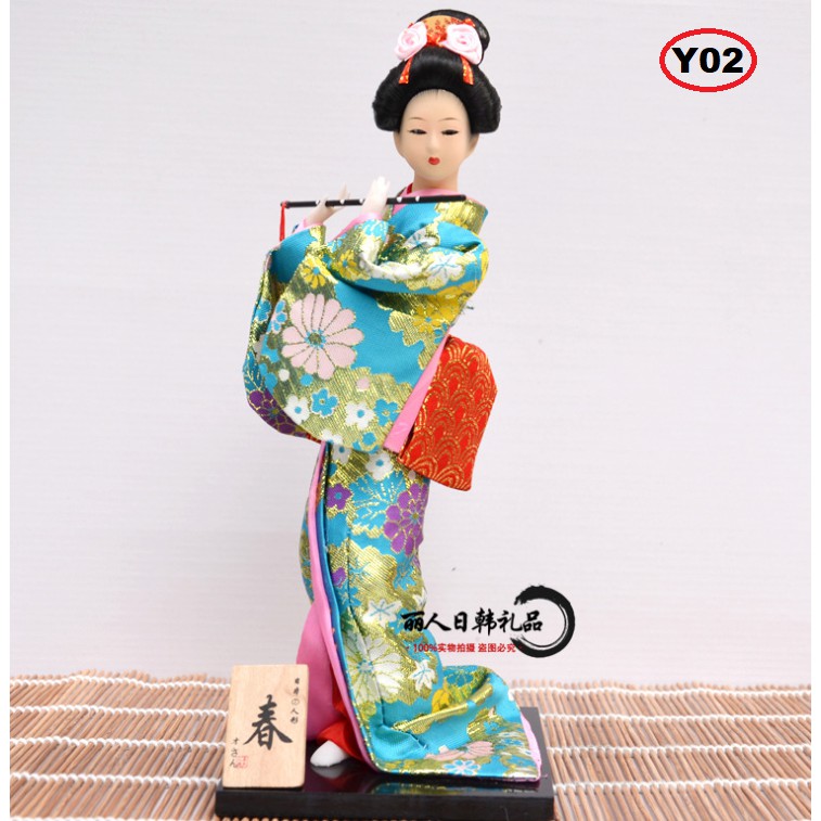 Búp bê Geisha mặc Kimono truyền thống cao 30cm thích hợp trang trí kệ sách, văn phòng, phòng đọc, phòng khách...