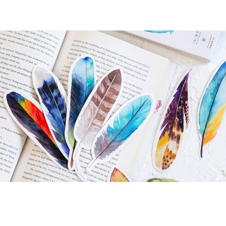 Set 30 thẻ đánh dấu sách hình lông vũ hoạt hình đặc sắc
