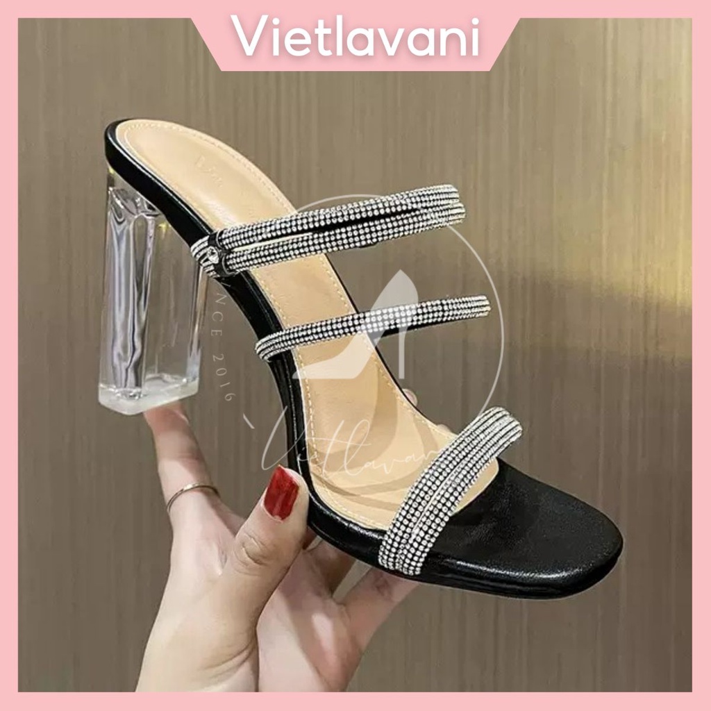 Guốc cao gót 9 phân BBG24 quai trong đính đá VIETLAVANI