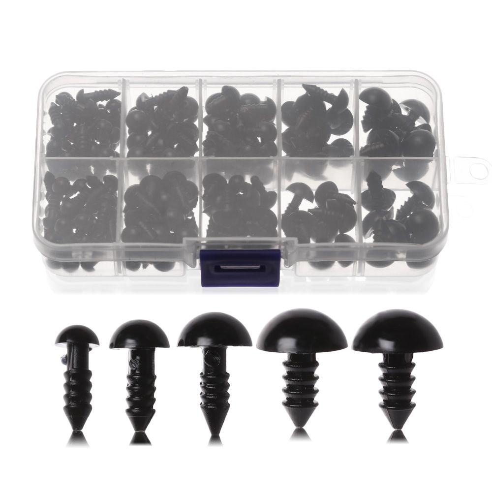 GOGOUP Set 100 / 150 Mắt Nhựa Kèm Hộp Đựng Màu Đen Cho Búp Bê