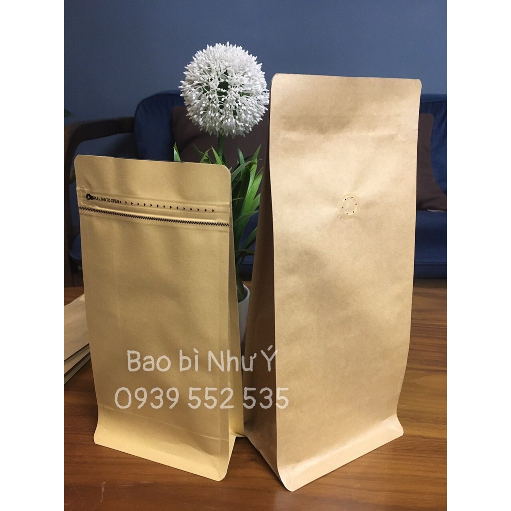 {1kg/size} -  túi 8 cạnh đáy bằng đựng cafe, bột, hạt (Màu: đen, trắng sữa, đỏ, giấy)