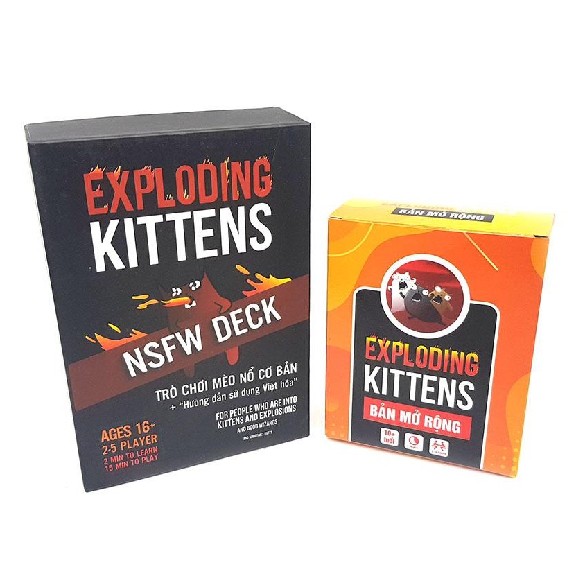 Bài Combo mèo nổ Exploding kittens + 4 Bản Mèo Mở rộng + 2 Xấp bọc bài