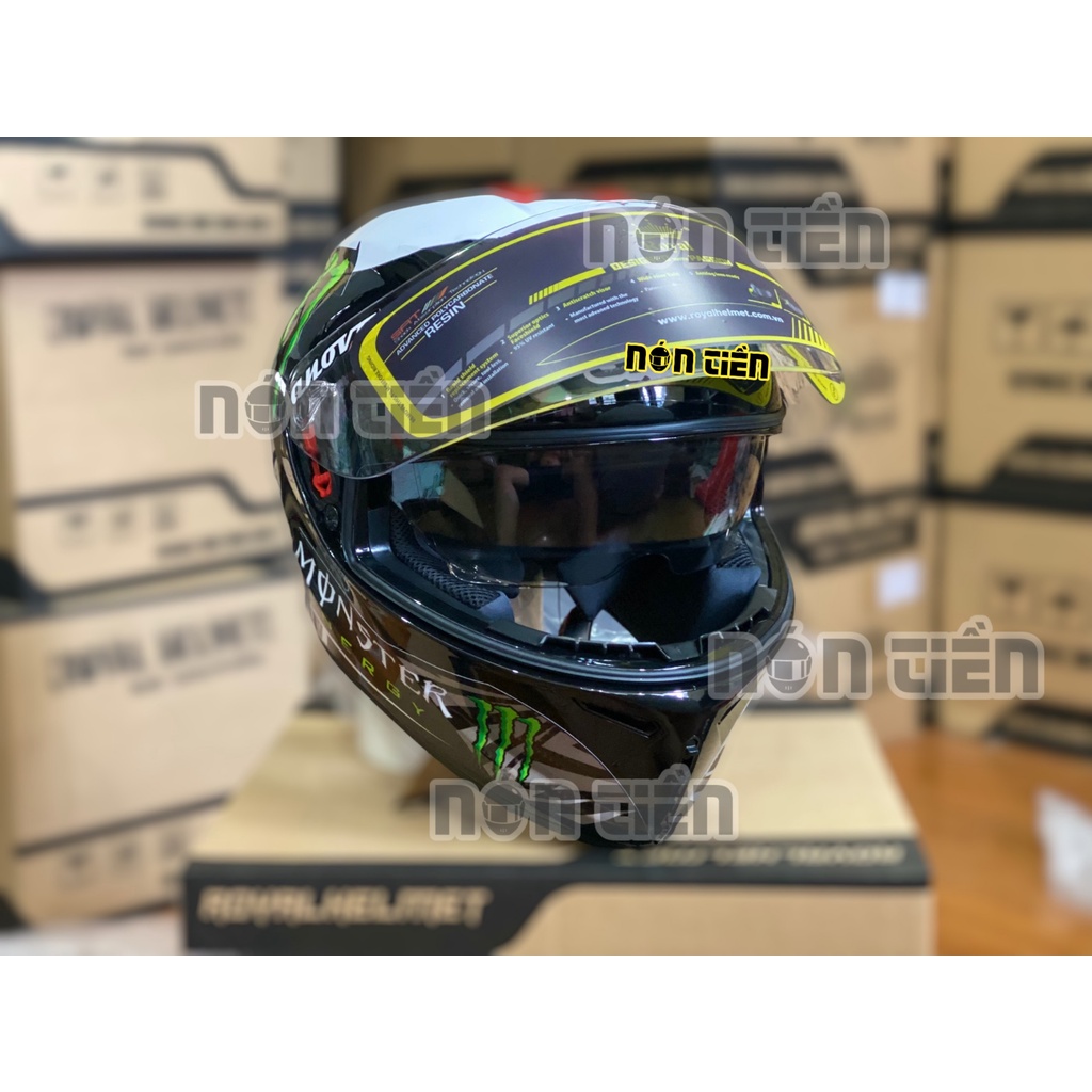 Mũ Full Face 2 Kính Royal M266 bản tem MONSTER 99 cực đẹp, MUA 1 mũ  TẶNG 1 quà , Bảo hành 12 tháng