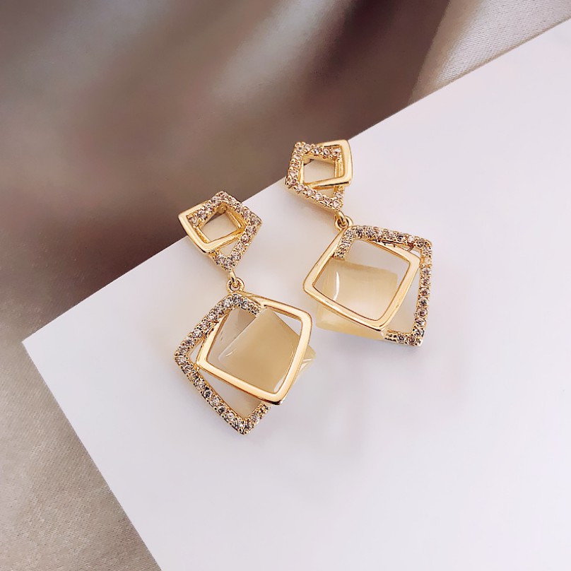 Bông Tai Mạ Bạc 925 Đính Đá Zircon Sang Trọng Cho Nữ / Khuyên tai