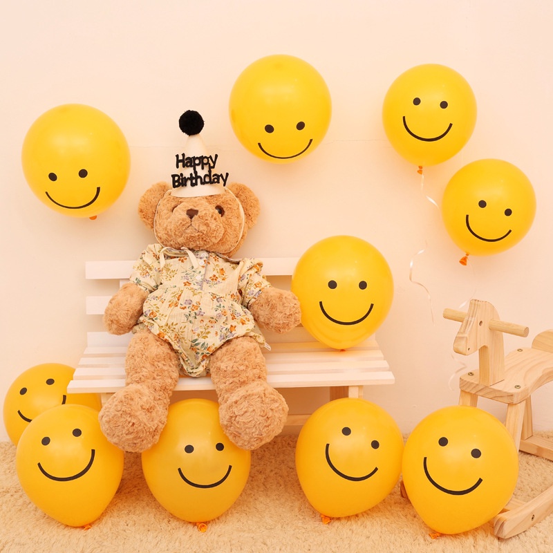 Set 10 Bong Bóng Hình Mặt Cười 10 Inch Trang Trí Tiệc Sinh Nhật Cho Bé