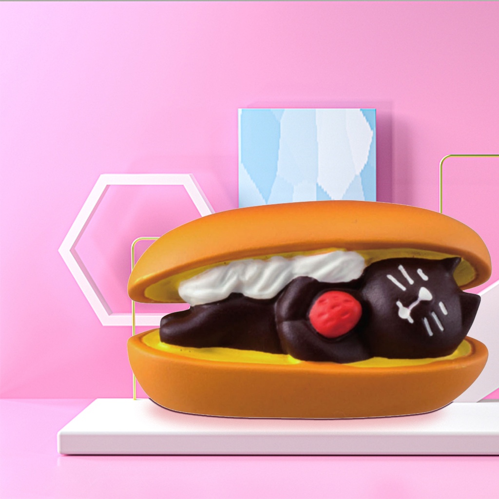 CR-Cafe Búp bê mini hình mèo hoạt hình bánh mì sandwich cho quán cà phê nữ