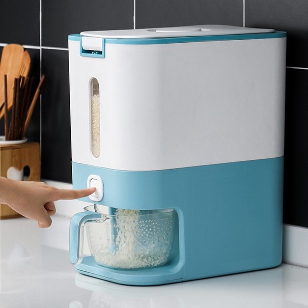 Thùng nhựa đựng gạo chữ nhật loại 12kg bảo vệ gạo khỏi bụi bẩn và côn trùng