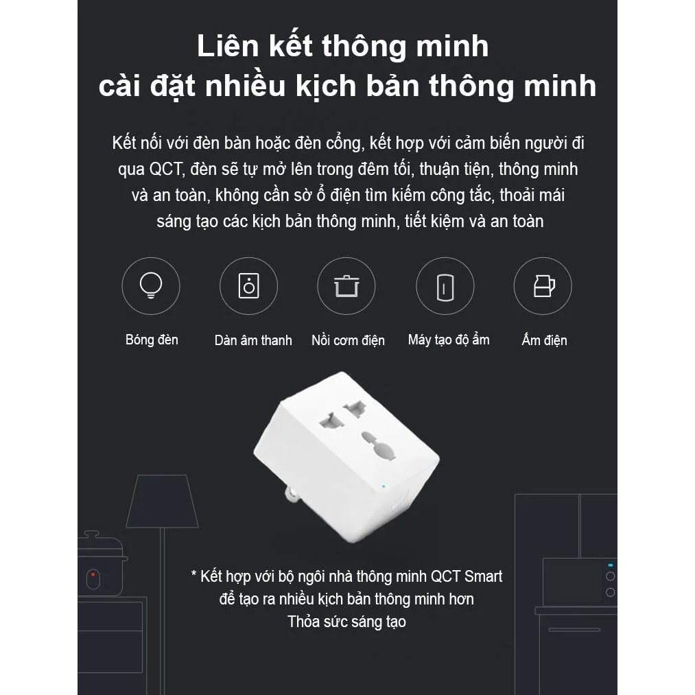 Ổ điện thông minh QCT kết nối Wifi nhà thông minh Smart Socket