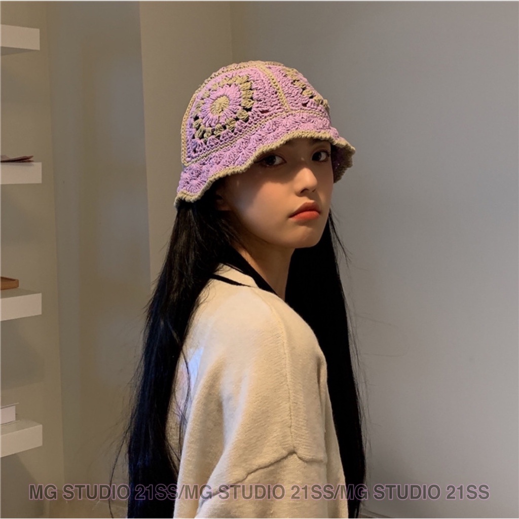 Mũ tai bèo MG STUDIO đan thủ công hợp thời trang có 5 màu tùy chọn