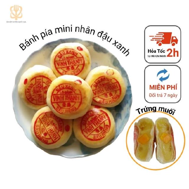 Hộp 10 bánh pía mini Vinh Thạnh đậu xanh, trứng muối | Ăn vặt ngon, sạch, lành