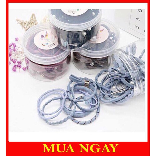 Hộp 12 Dây Chun Buộc Tóc [Giá Hủy Diệt] Nữ Siêu Chắc (Giao Màu Ngẫu Nhiên)