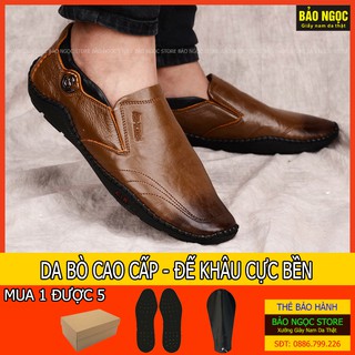 Giày lười nam cao cấp ĐẾ KHÂU CỰC BỀN ✅ Giày da nam da bò 2 lớp cực mềm 🎁 Đế cao su đúc siêu êm chân ✅ Mã KH5883