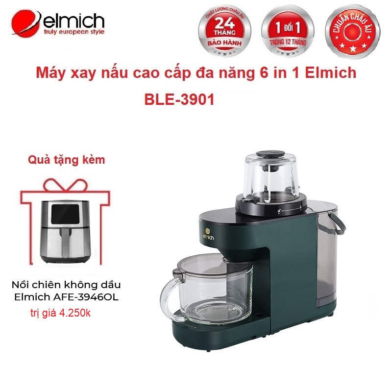 [Mã ELHA10 giảm 6% đơn 5TR] Máy xay nấu đa năng 6 trong 1 Elmich BLE-3901